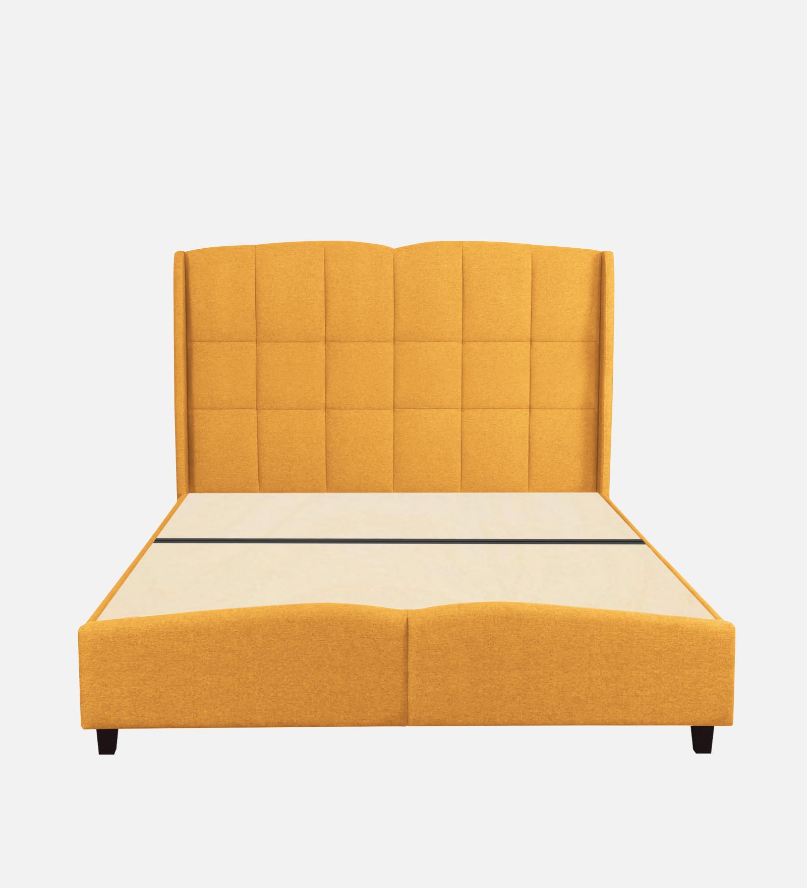 Jovi Velvet Upholstered Single Size Bed In Turmeric Yellow Colour - Febonic Living