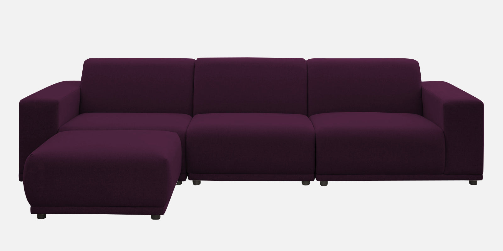 Adam Fabric LHS Sectional Sofa (3+Ottoman Lounger) In Greek Purple Colour - Febonic Living
