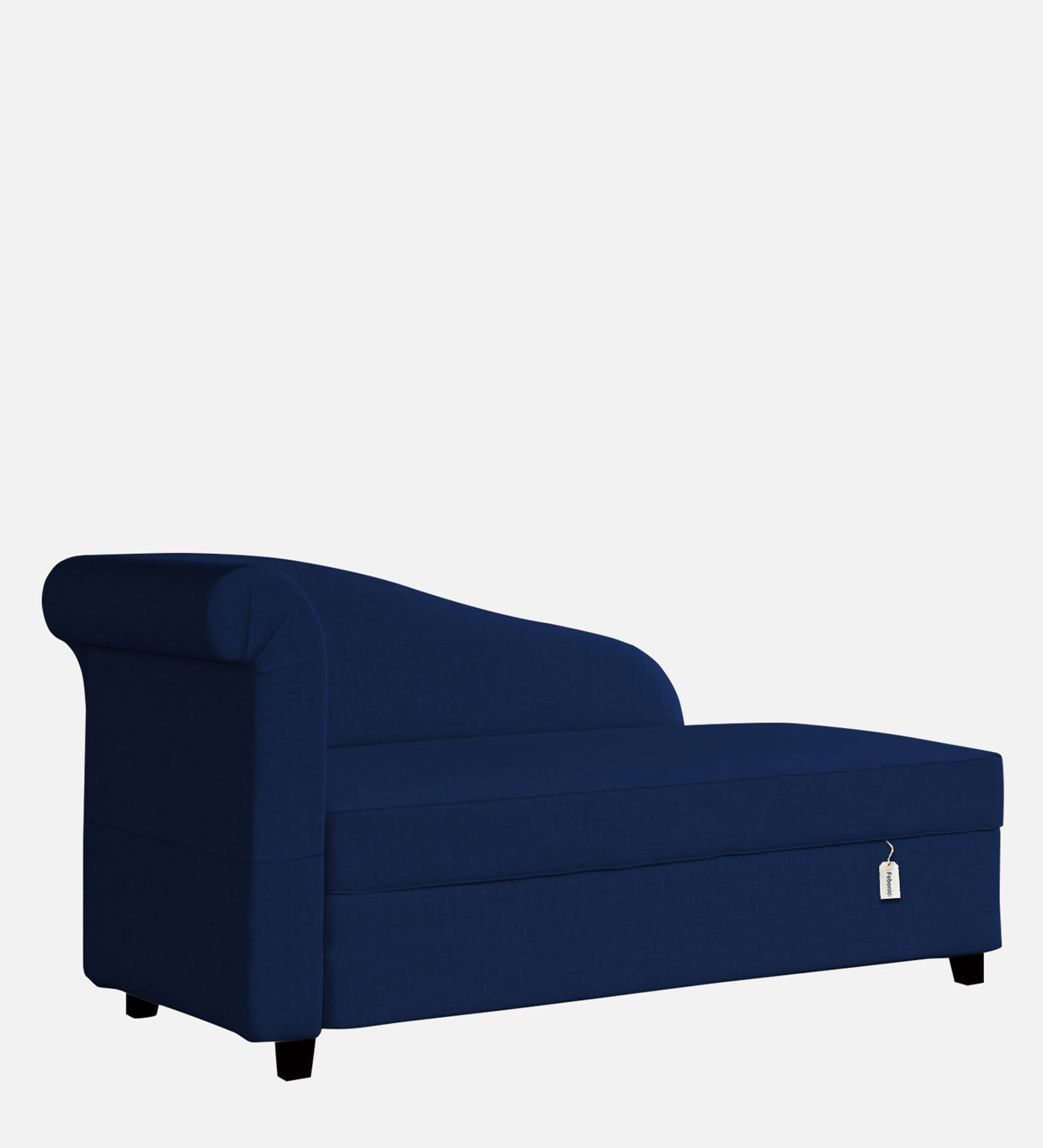 Toppy Fabric RHS Chaise Lounger In Royal Blue Colour With Storage - Febonic Living