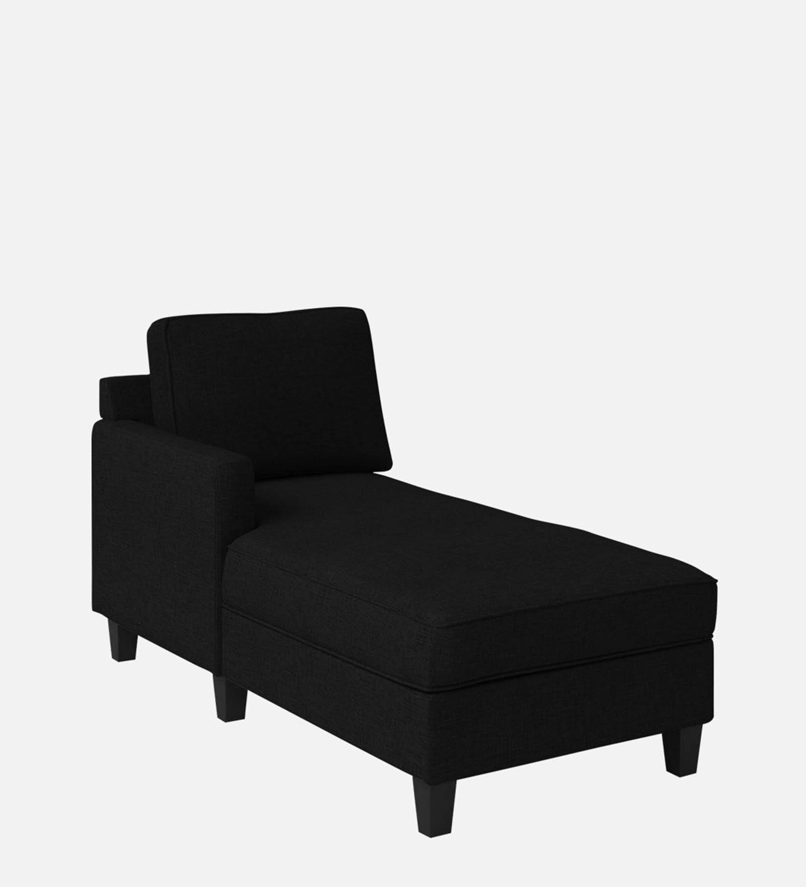 Royee Fabric LHS Chaise Lounger In Zed Black Colour With Storage - Febonic Living