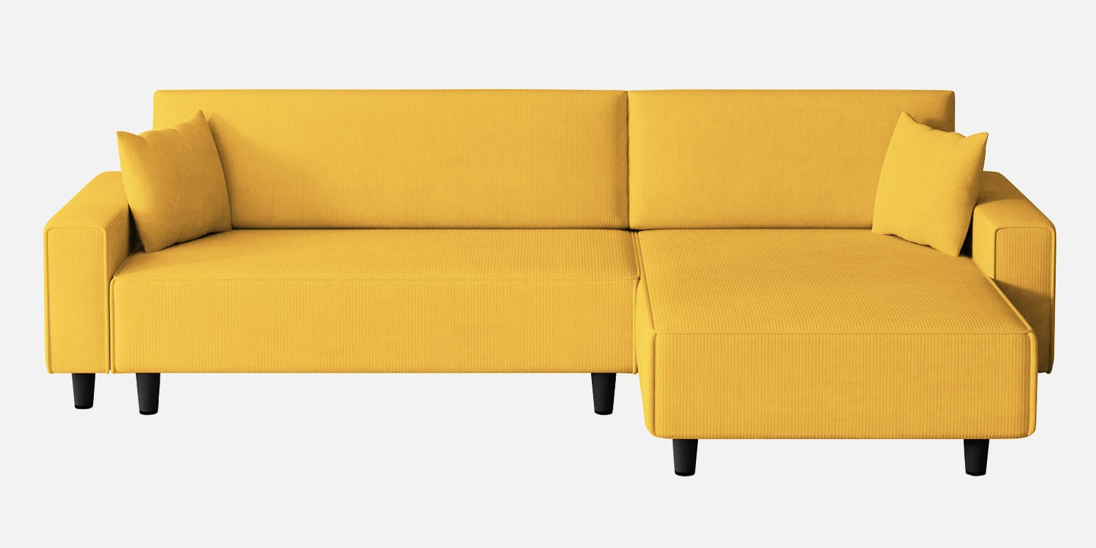Peach Fabric LHS 6 Seater Sofa Cum Bed With Storage In Bold Yellow Colour - Febonic Living