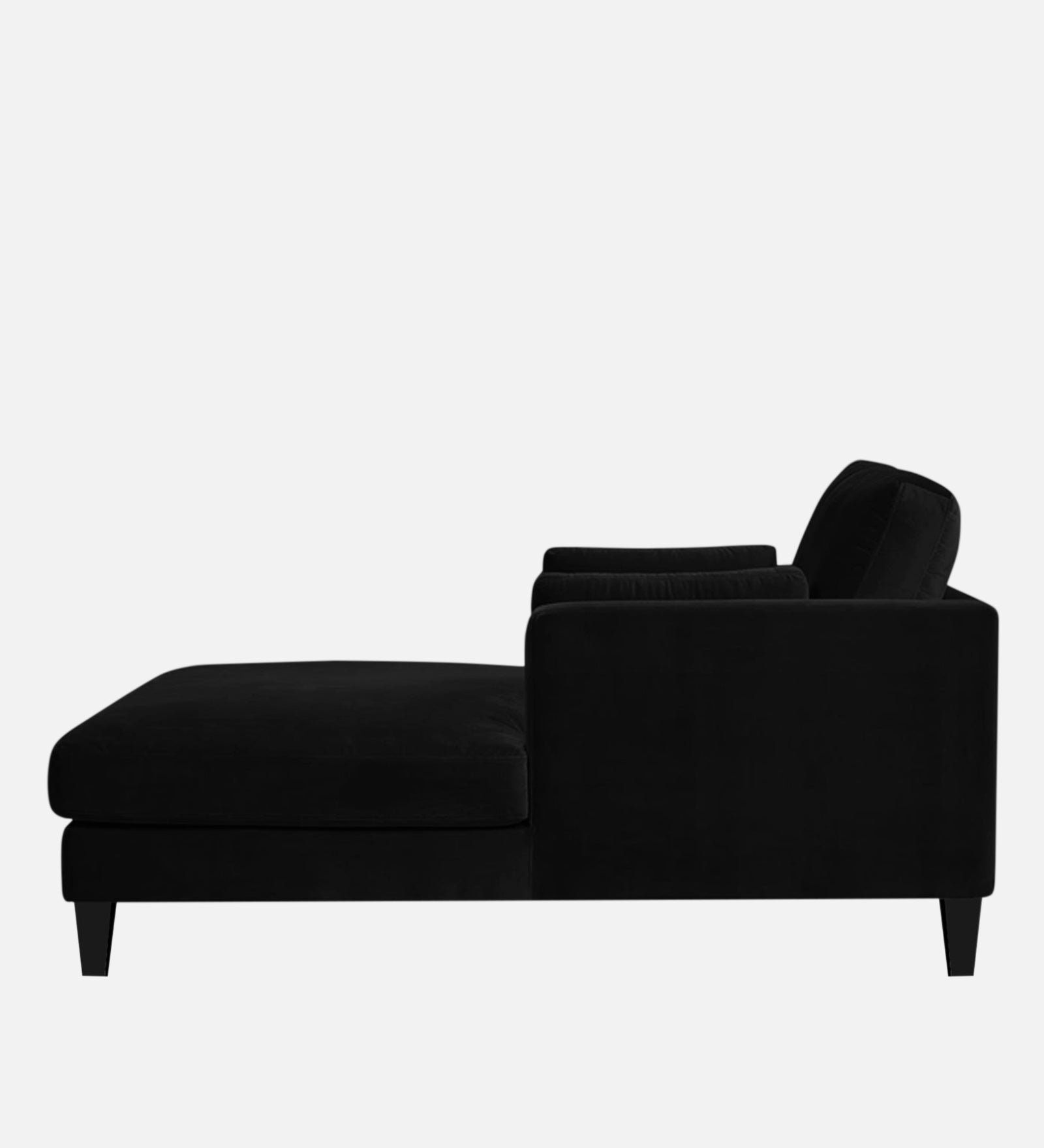 Makou Velvet Chaise Lounger In Adam Black Colour - Febonic Living