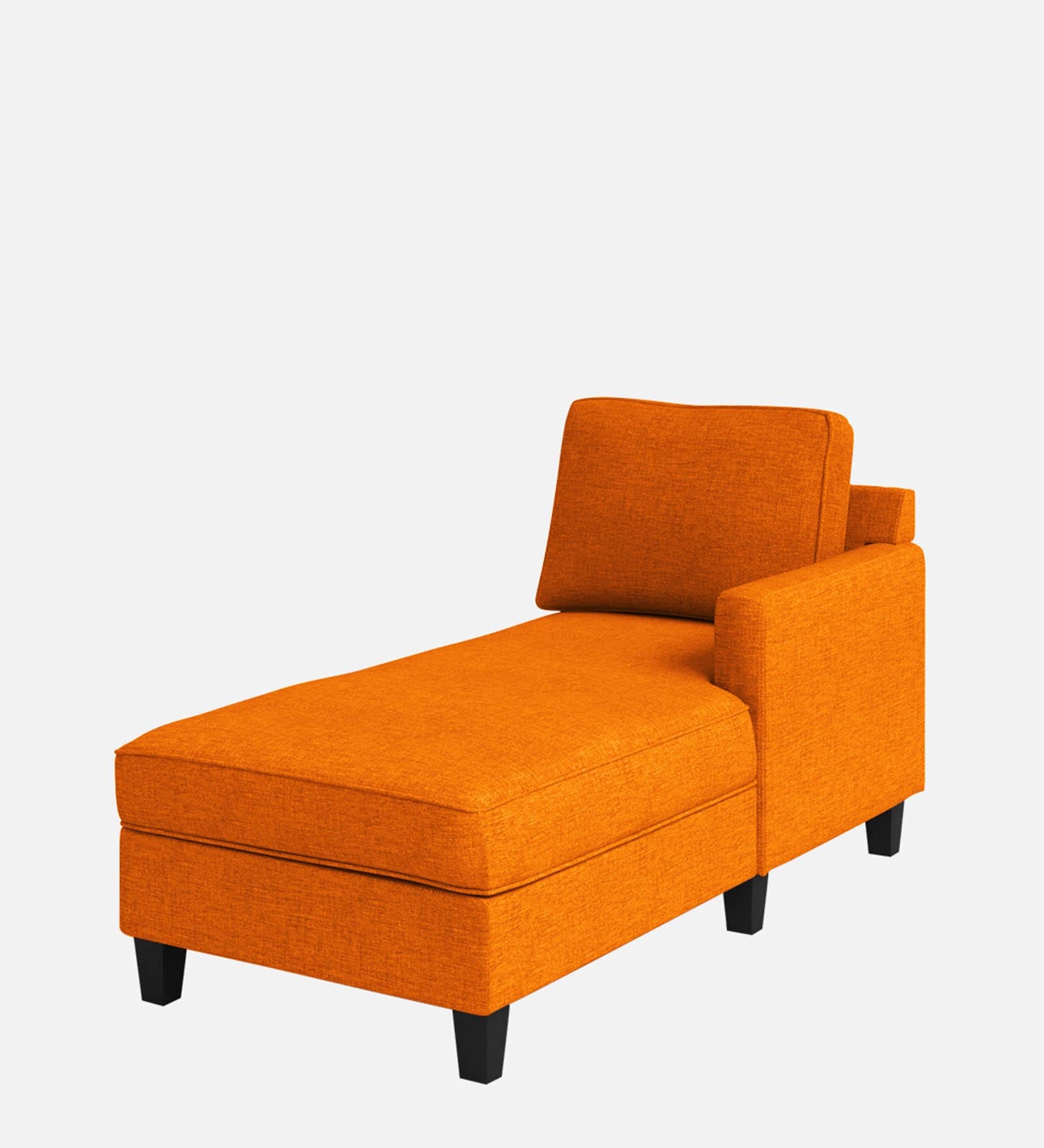 Royee Fabric RHS Chaise Lounger In Vivid Orange Colour With Storage - Febonic Living