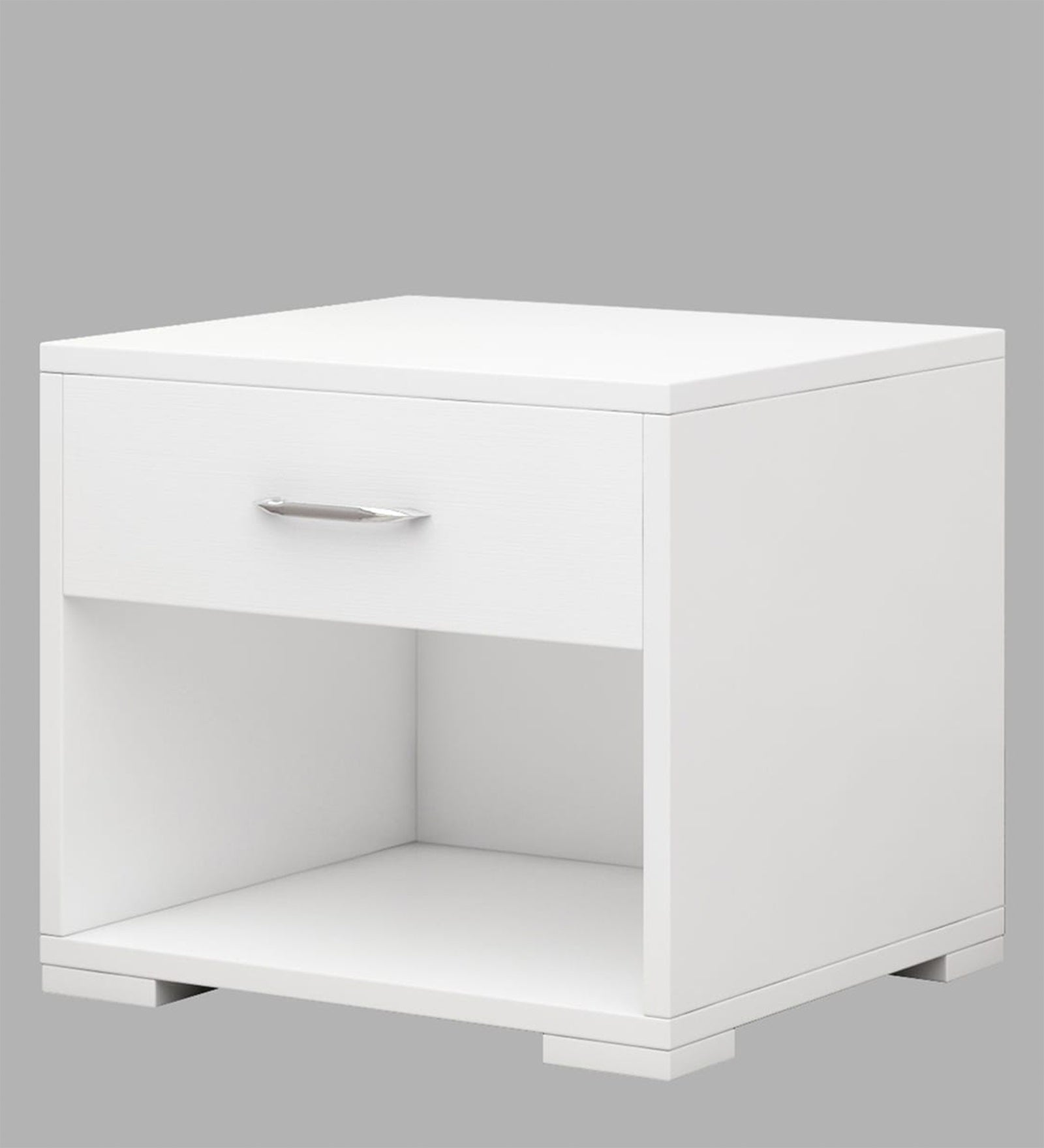 Elvik Bedside Table With Drawer In Frosty White Finish - Febonic Living