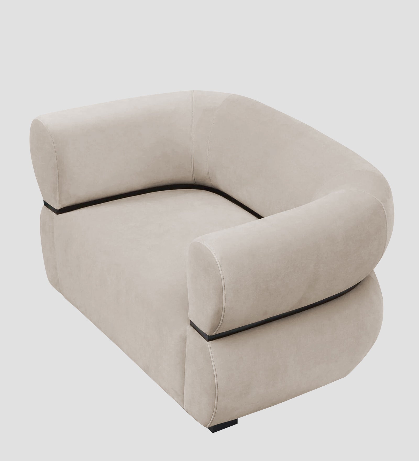 Kula Velvet 1 Seater Sofa In Cream Beige Colour - Febonic Living