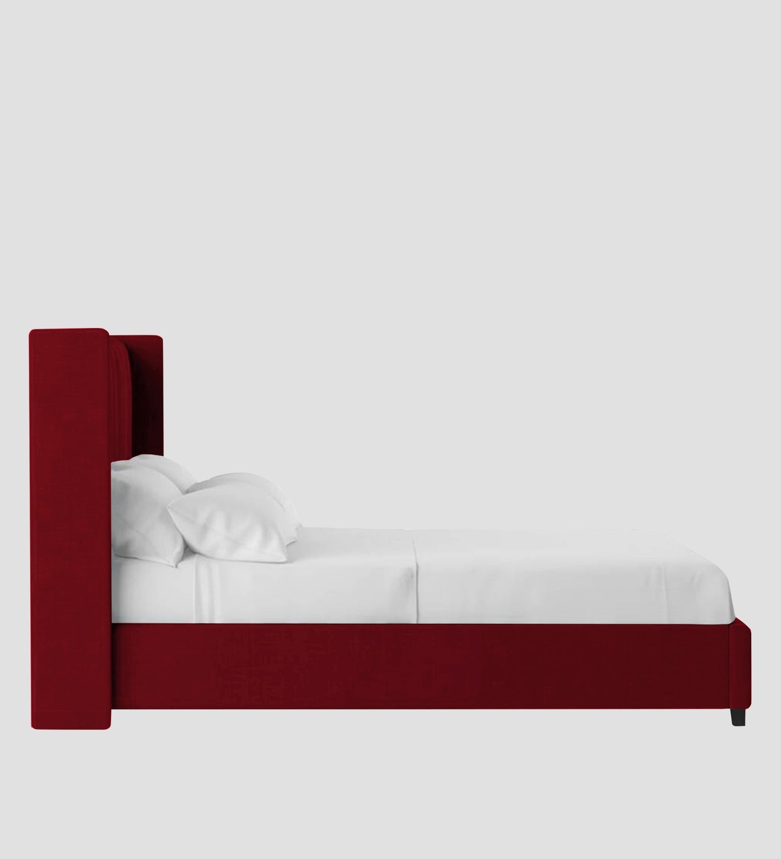 Colina Fabric Queen Size Bed In Ruby Red Colour With Box Storage - Febonic Living