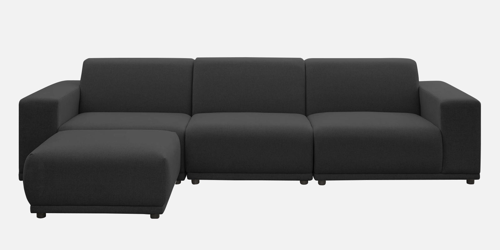 Adam Fabric LHS Sectional Sofa (3+Ottoman Lounger) In Charcoal Grey Colour - Febonic Living