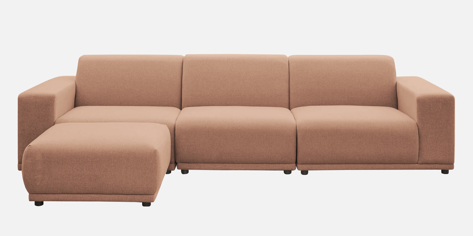 Adam Fabric LHS Sectional Sofa (3+Ottoman Lounger) In Cosmic Beige Colour - Febonic Living