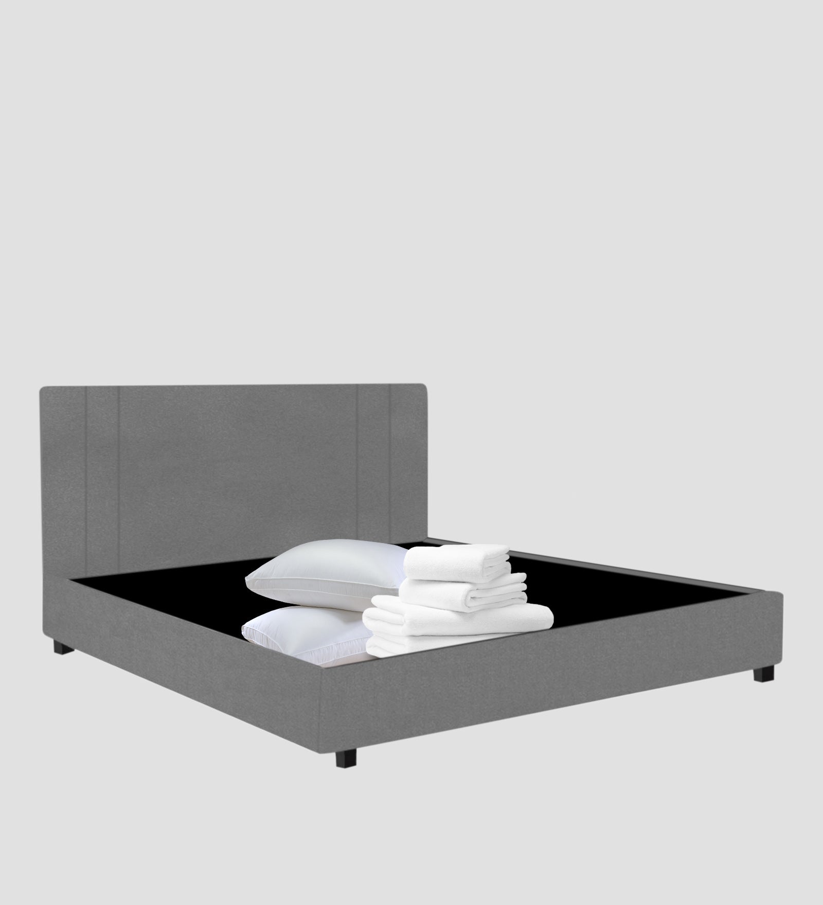 Asyra Velvet King Size Bed in Light Grey Colour With Box Storage