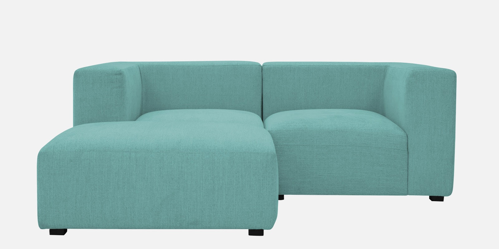 Dora Velvet RHS Sectional Sofa (2+Ottoman Lounger) In Barmunda Aqua Colour - Febonic Living