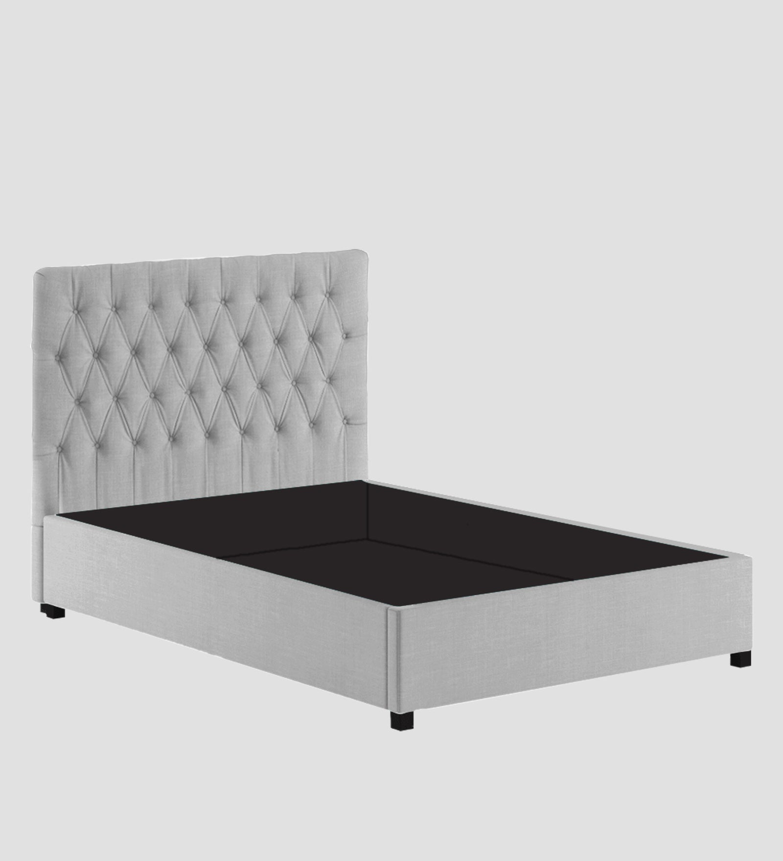 Isko Fabric King Size Bed In Lit Grey Colour With Storage Box - Febonic Living