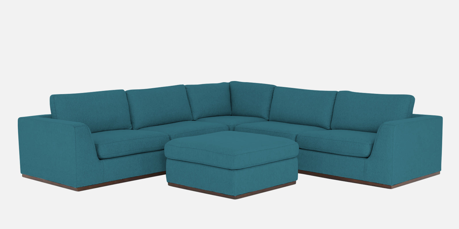 Freedom Velvet 6 Seater RHS Corner Sofa In Aqua Blue Colour With Ottoman - Febonic Living