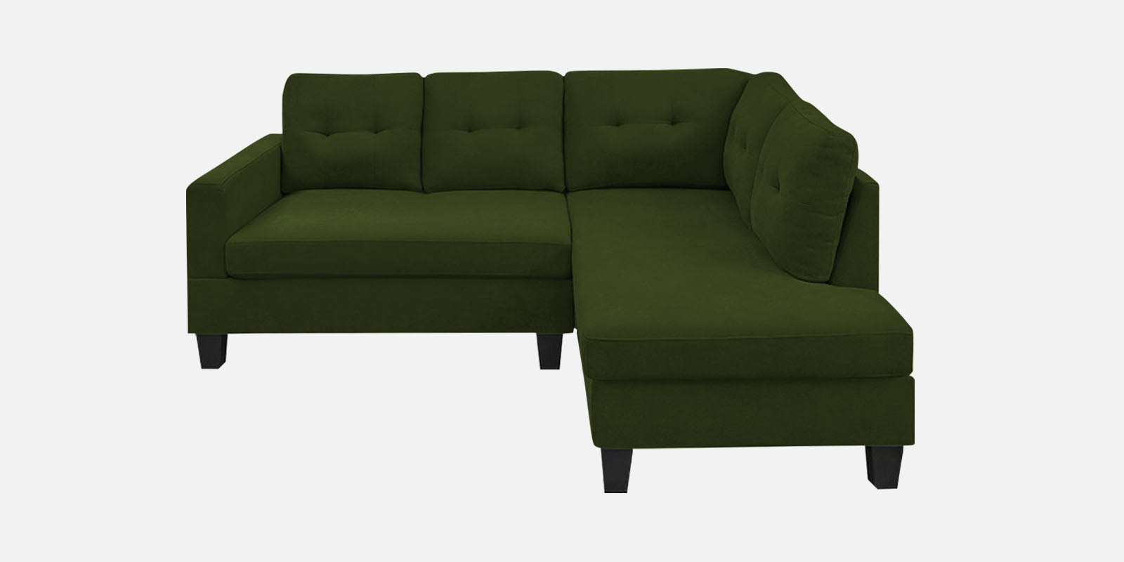 Thomas Fabric LHS Sectional Sofa (2+Lounger) In Olive Green Colour - Febonic Living