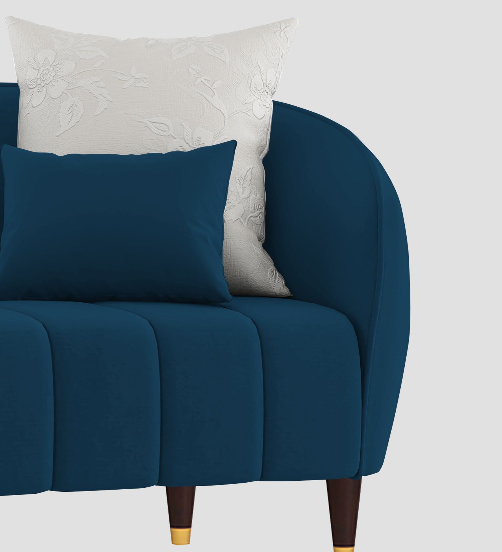 Hairo Velvet 1 Seater Sofa In Azure Blue Colour - Febonic Living