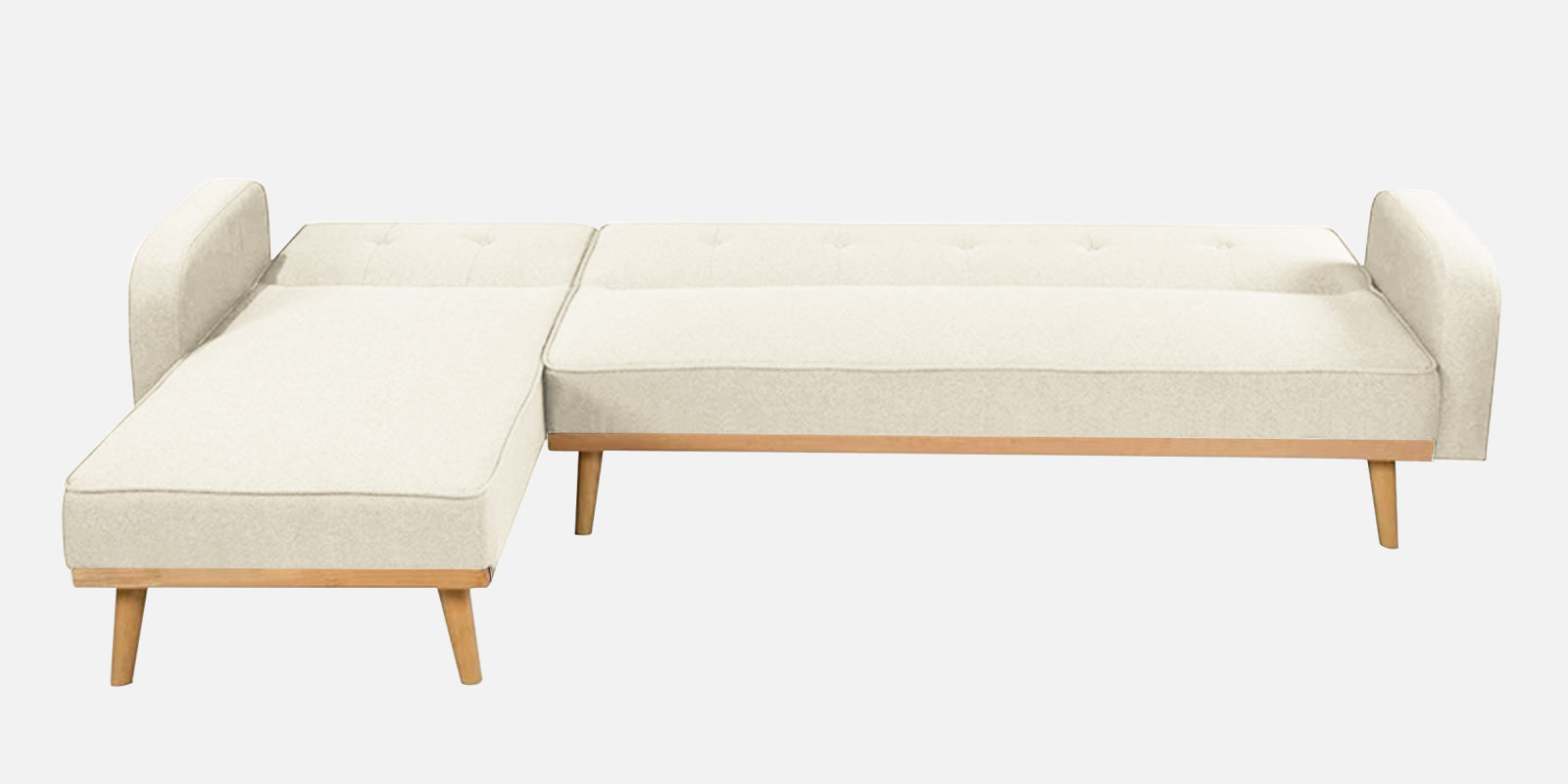 Zuno Fabric RHS Convertible Sofa Cum Bed In Ivory Cream Colour - Febonic Living