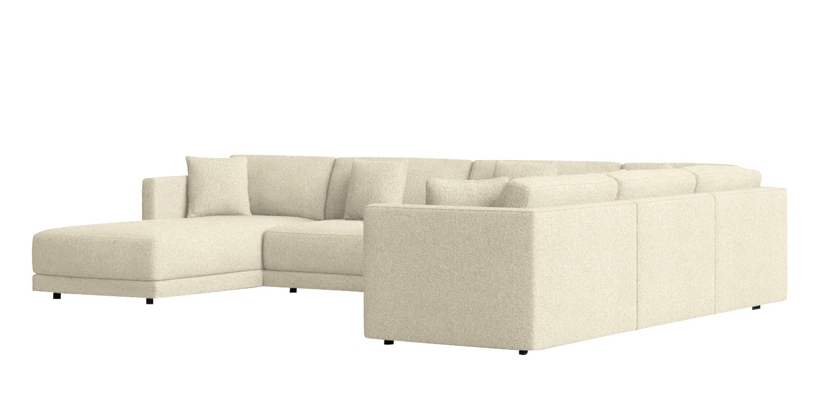 Carlin Fabric RHS 8 Seater Sectional Sofa In Ivory Beige Colour - Febonic Living