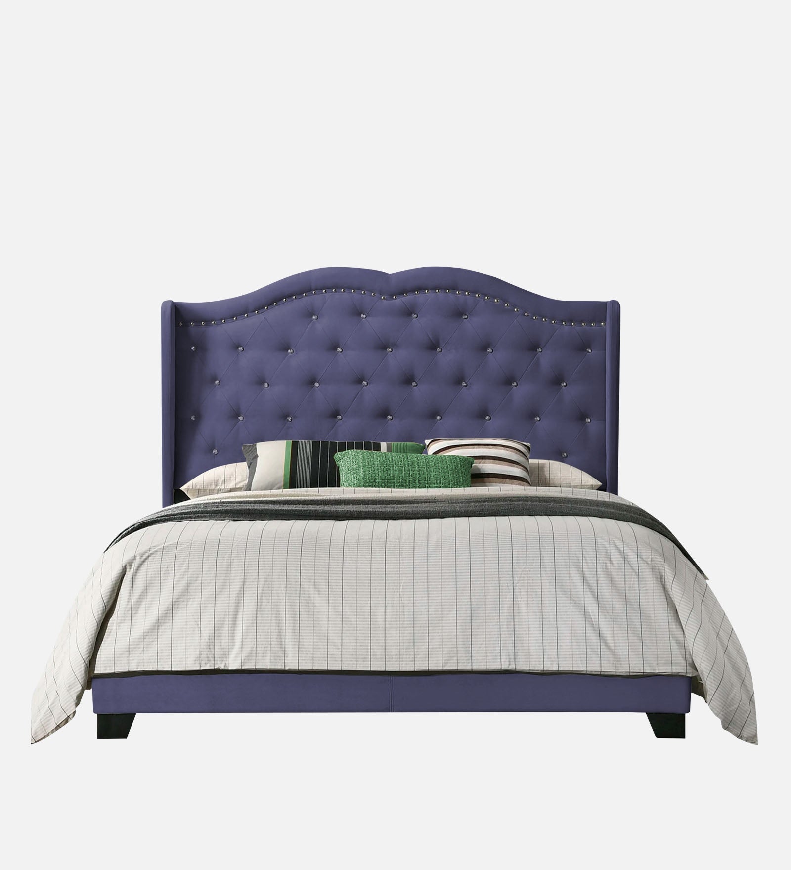 Blake Fabric King Size Bed in Slate Blue Colour - Febonic Living