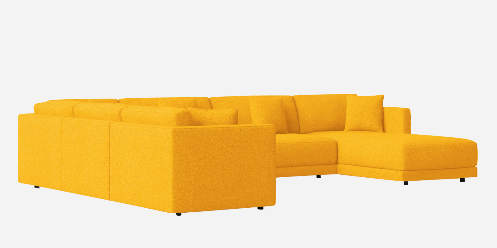 Carlin Fabric LHS 8 Seater Sectional Sofa In Bold Yellow Colour - Febonic Living
