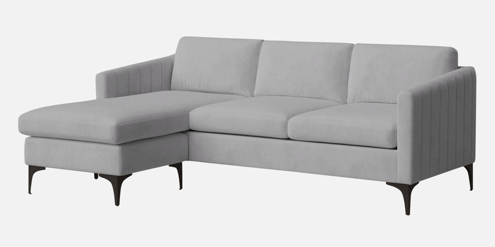 Haru Fabric LHS Sectional Sofa (2+Lounger) In Concrete Grey Colour - Febonic Living