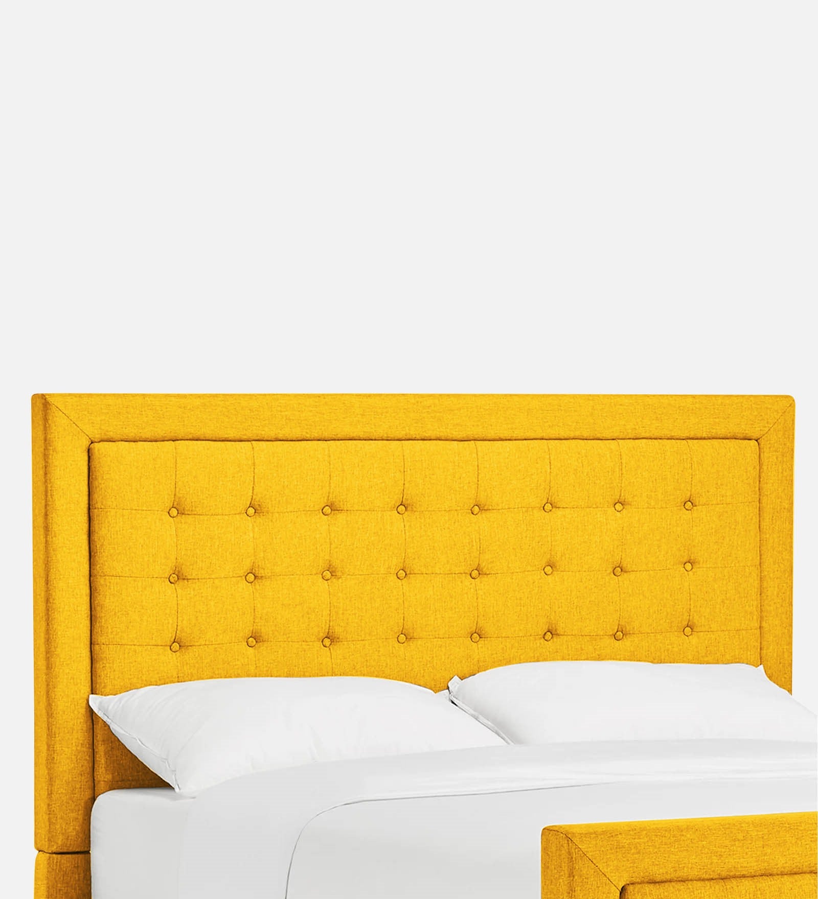 Kaster Fabric Upholstered Queen Size Bed In Bold Yellow Colour - Febonic Living
