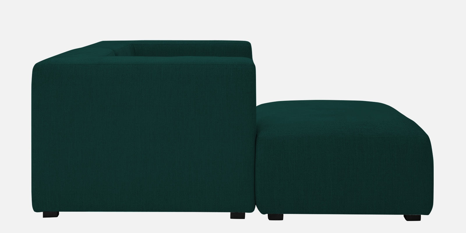 Dora Velvet RHS Sectional Sofa (2+Ottoman Lounger) In Forest Green Colour - Febonic Living