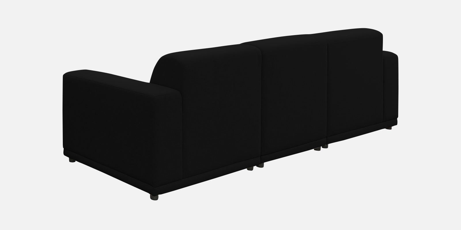 Adam Fabric LHS Sectional Sofa (3+Ottoman Lounger) In Zed Black Colour - Febonic Living
