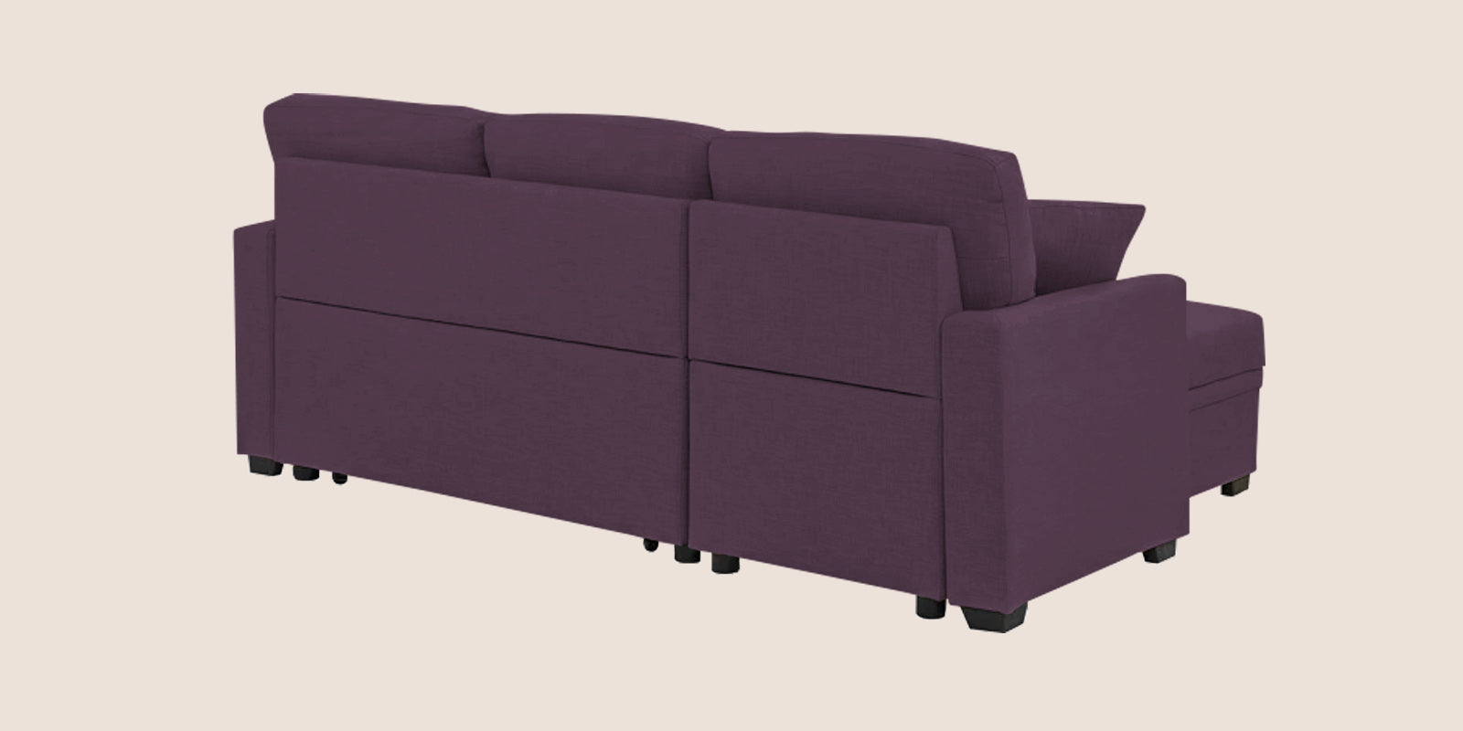 Jody Fabric 3 Seater Pull Out Sofa Cum Bed In Greek Purple Colour With Storage - Febonic Living