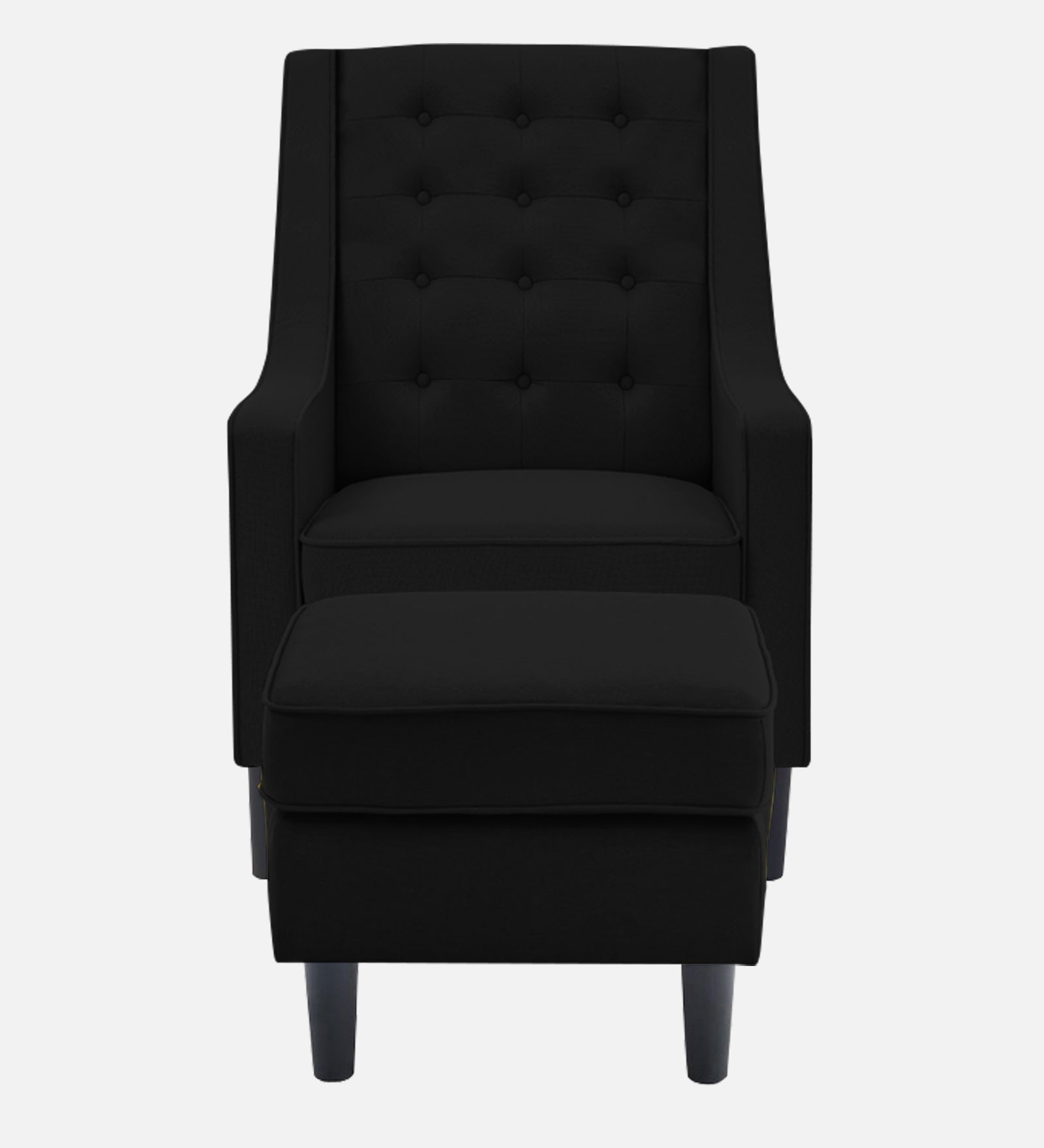 Sona Fabric Barrel Chair + Ottoman in Zed Black Colour
