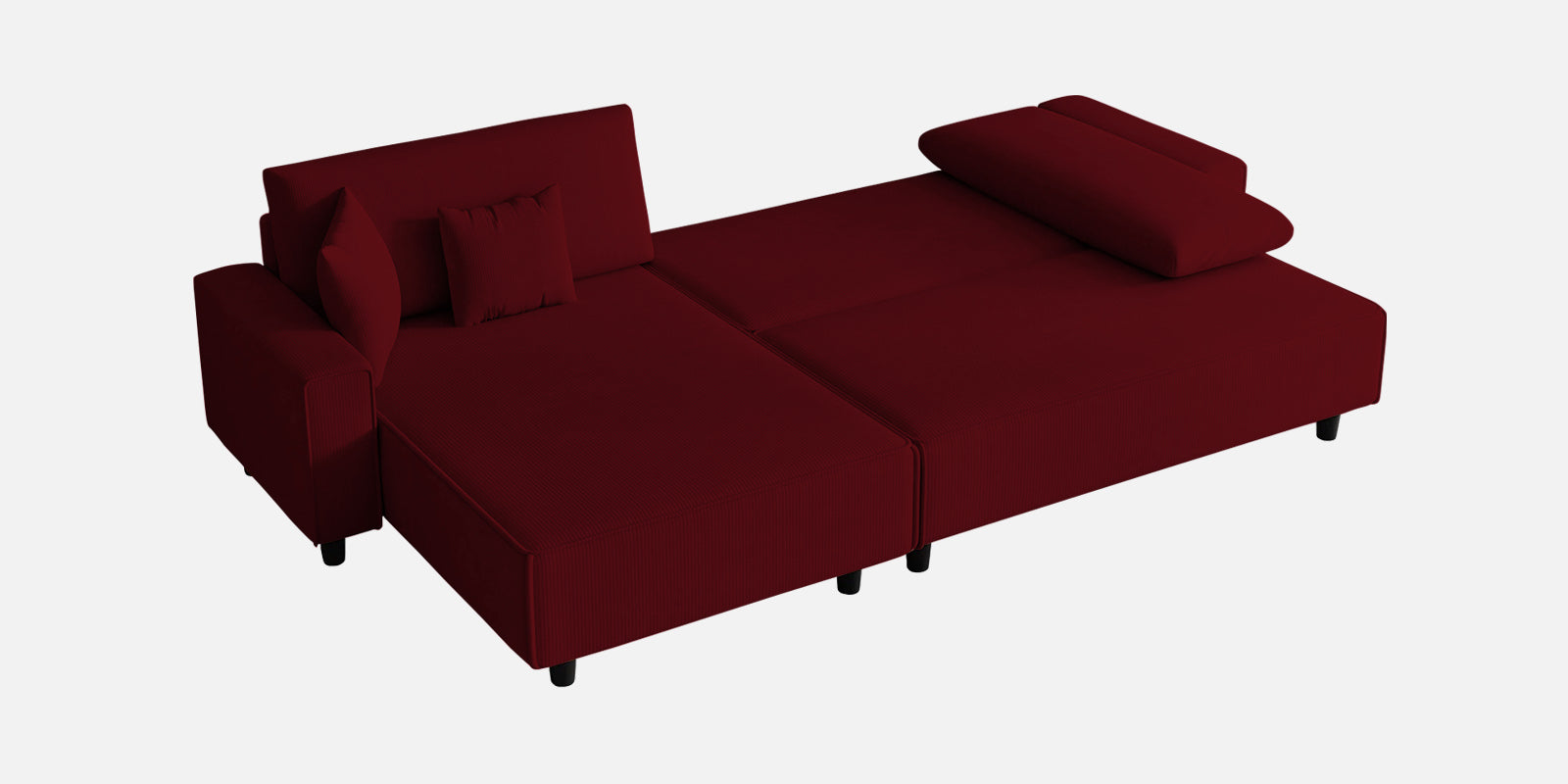 Peach Fabric RHS 6 Seater Sofa Cum Bed With Storage In Ruby Red Colour - Febonic Living