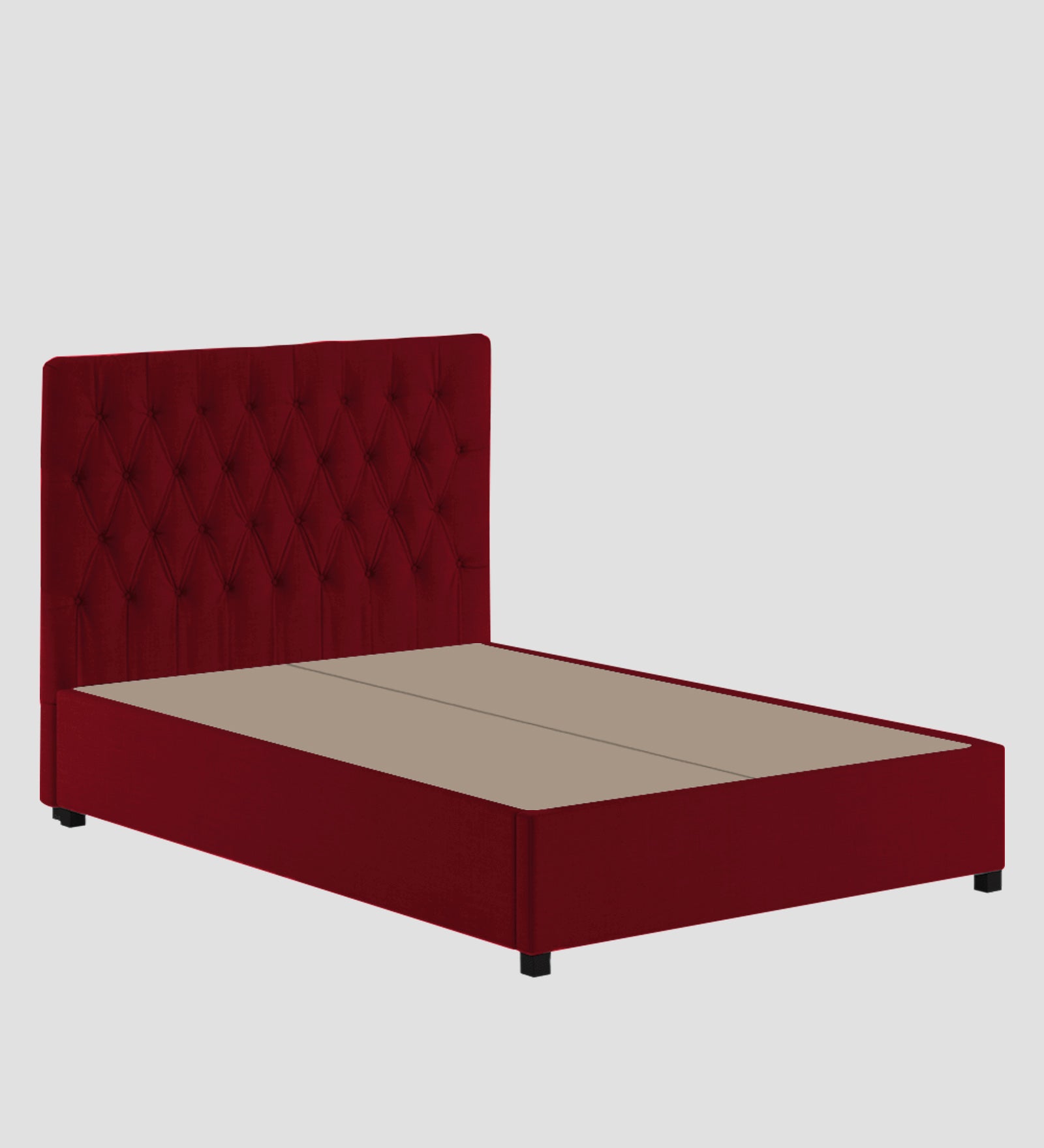 Isko Fabric King Size Bed In Ruby Red Colour With Storage Box - Febonic Living
