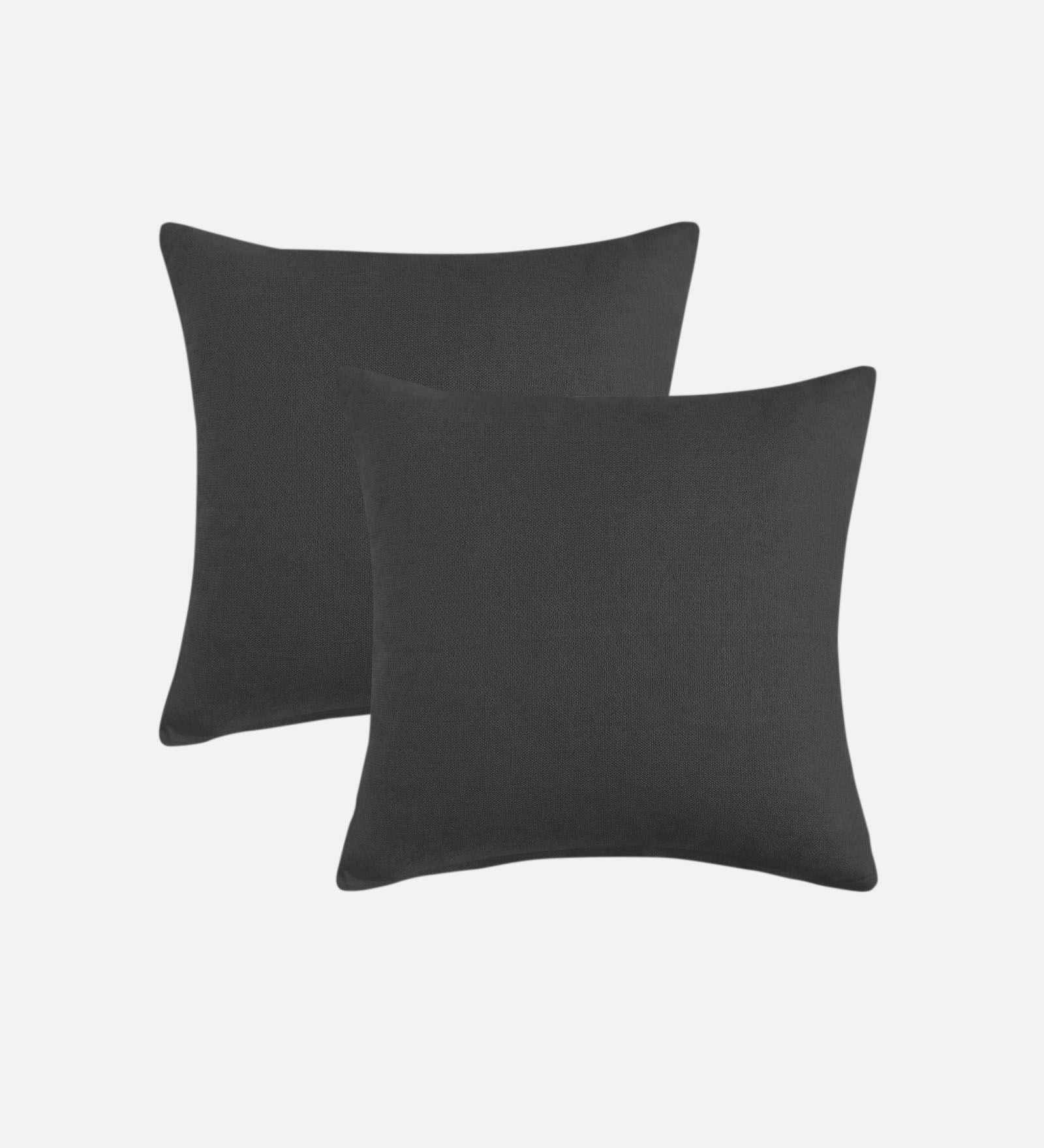 Kaya Fabric (20x20in) Sofa Pillows In Charcoal Grey Colour (Pack of 2) - Febonic Living