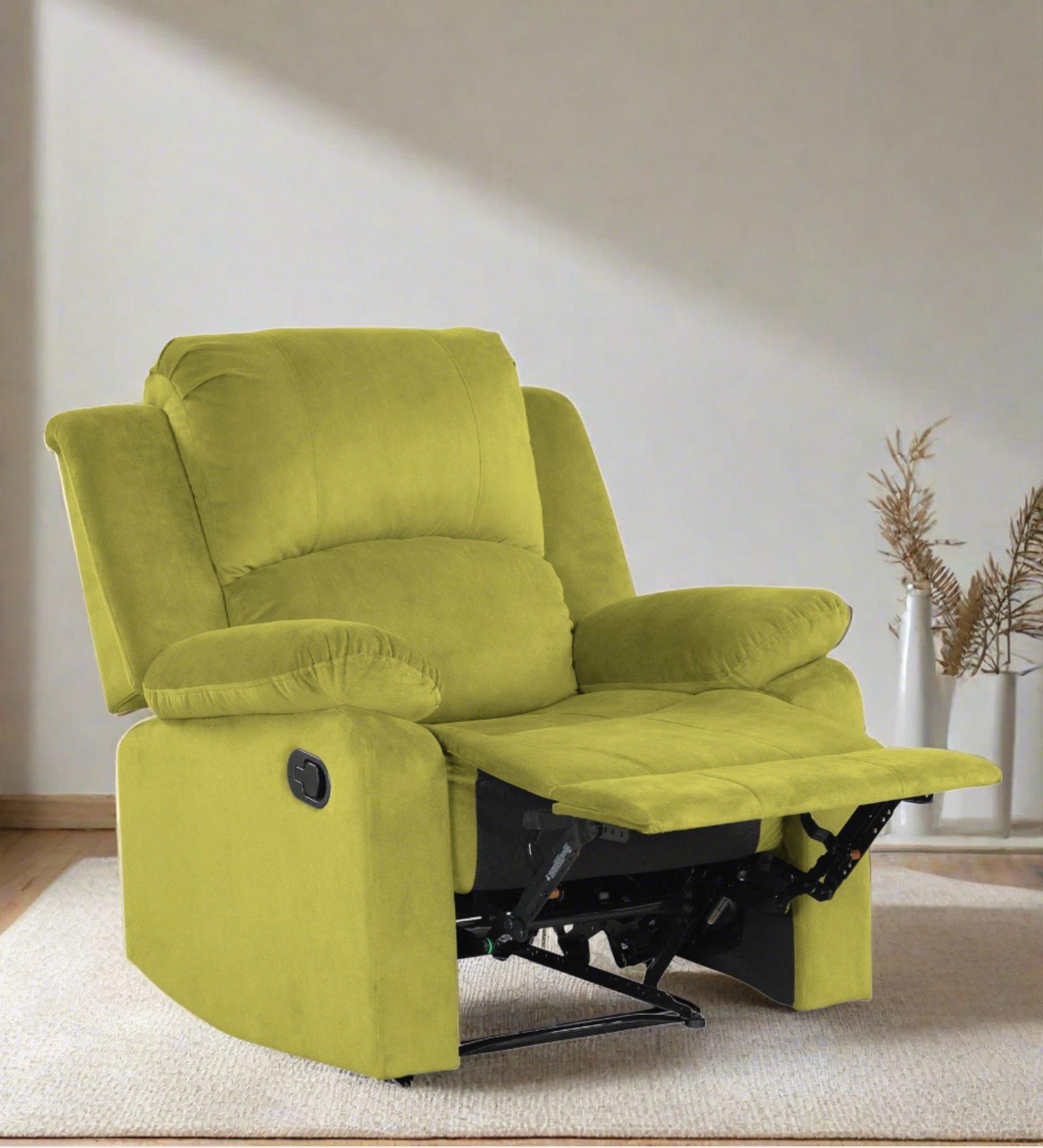 Henry Fabric 1 Seater Manual Recliner In Parrot Green Colour - Febonic Living