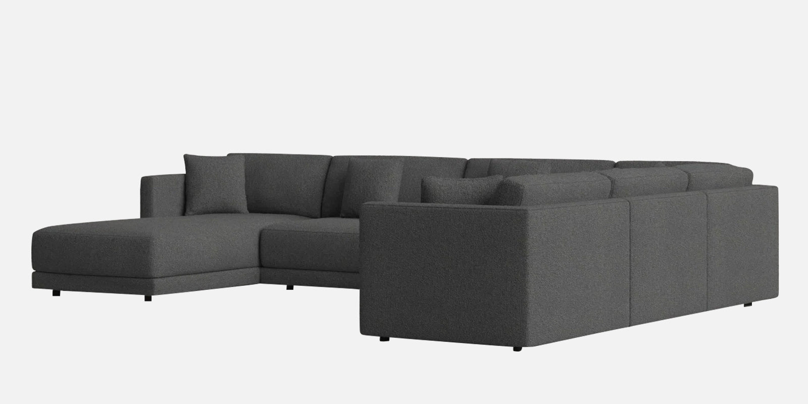 Carlin Fabric RHS 8 Seater Sectional Sofa In Charcoal Grey Colour - Febonic Living