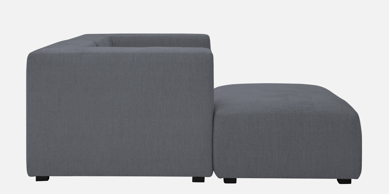 Dora Velvet RHS Sectional Sofa (2+Ottoman Lounger) In Pubble Grey Colour - Febonic Living