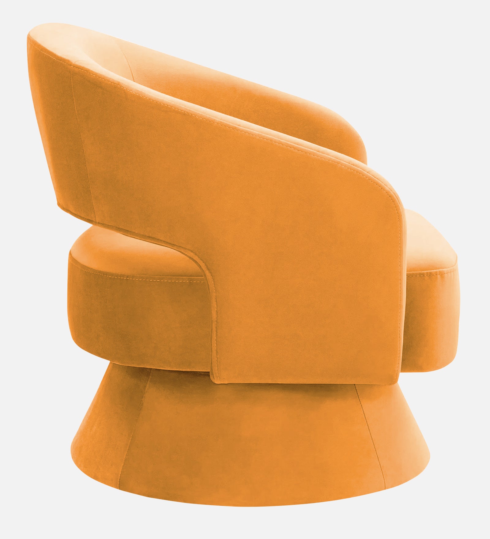Pendra Velvet Swivel Chair In Tangerine Orange Colour - Febonic Living