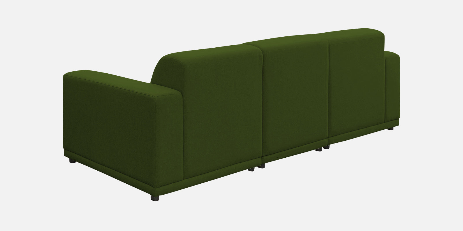 Adam Fabric LHS Sectional Sofa (3+Ottoman Lounger) In Olive Green Colour - Febonic Living