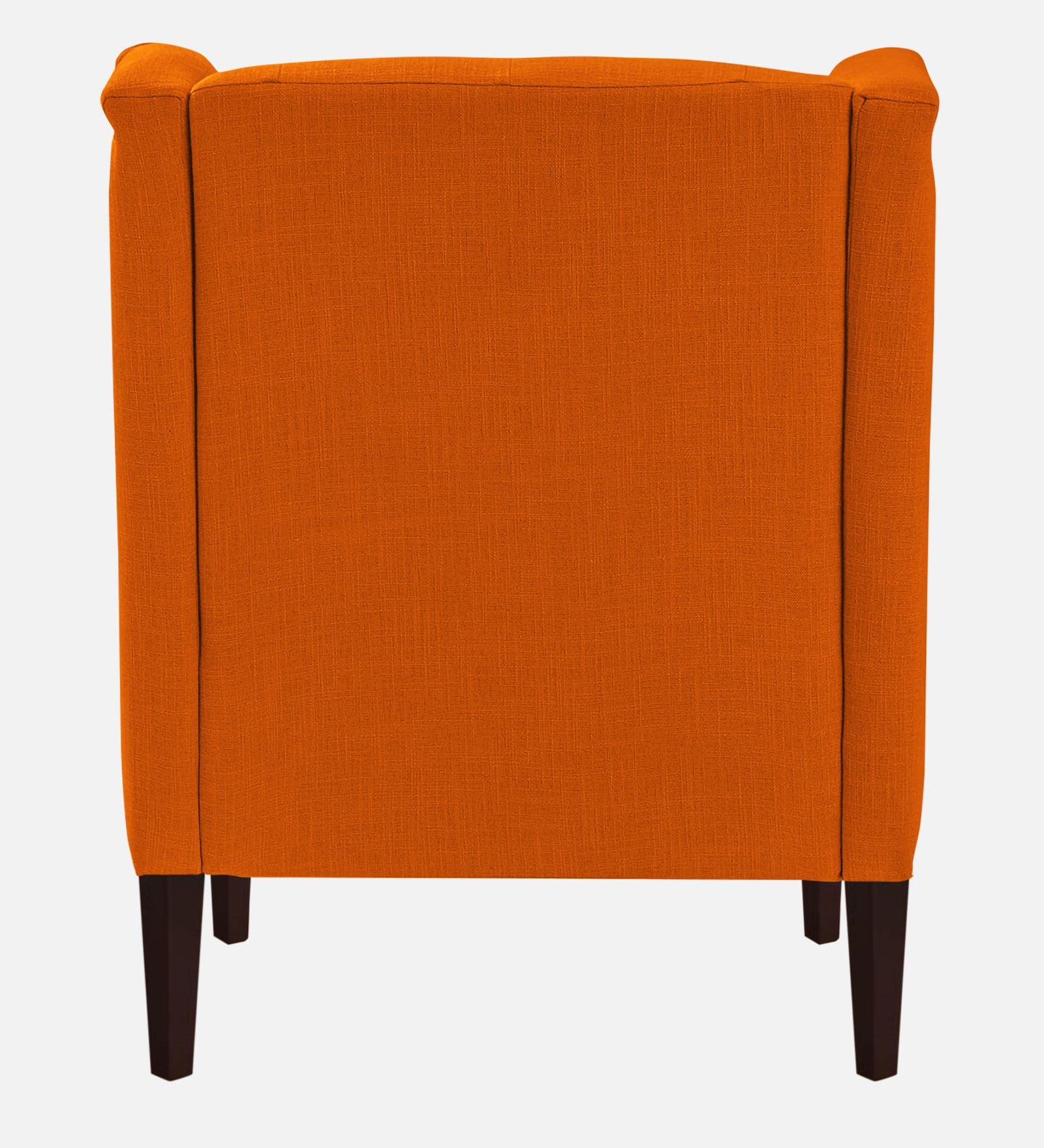 Deyuk Fabric Wing Chair In Vivid Orange Colour - Febonic Living