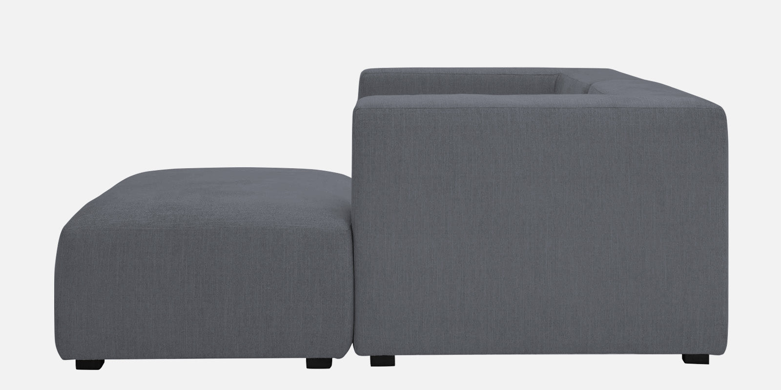 Dora Velvet LHS Sectional Sofa (2+Ottoman Lounger) In Pubble Grey Colour - Febonic Living
