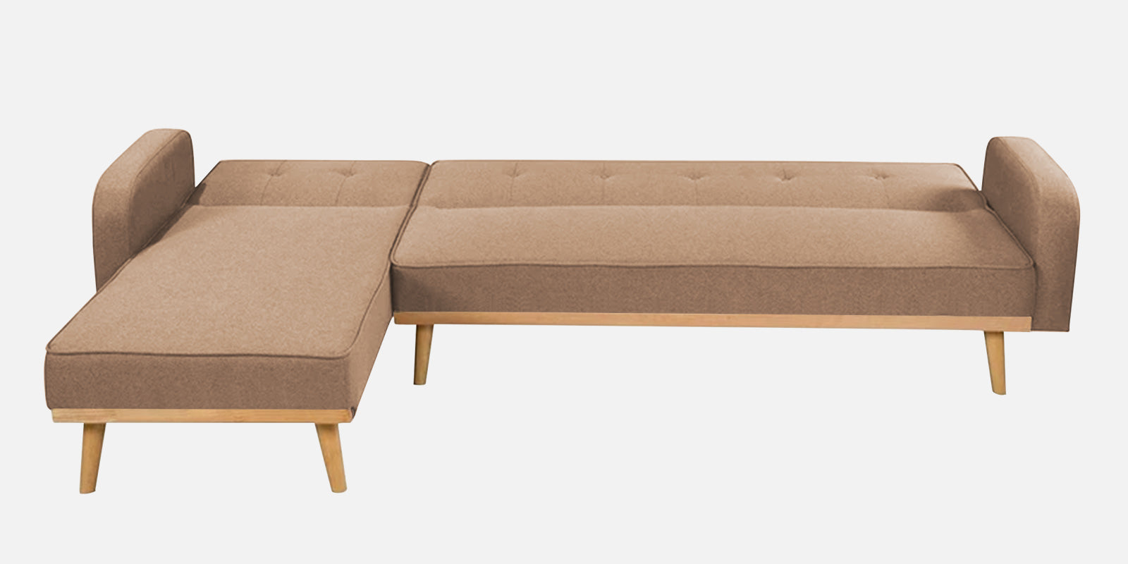 Zuno Fabric RHS Convertible Sofa Cum Bed In Cosmic Beige Colour - Febonic Living