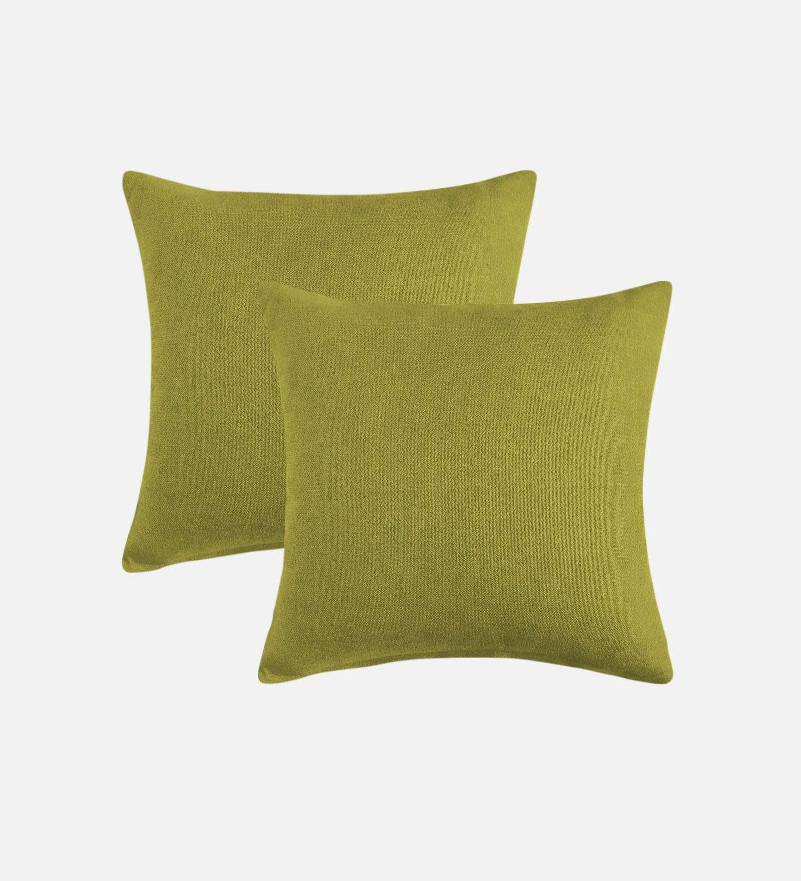 Kaya Fabric Geometric 20x20 inches Cushion + Covers (Pack of 2) In Parrot Green Colour - Febonic Living