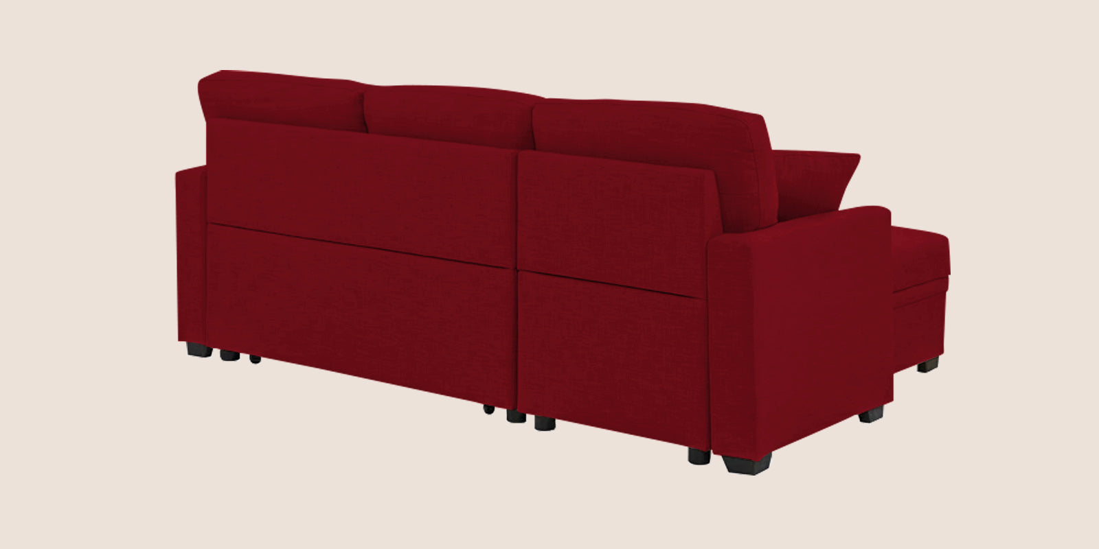 Jody Fabric 3 Seater Pull Out Sofa Cum Bed In Ruby Red Colour With Storage - Febonic Living