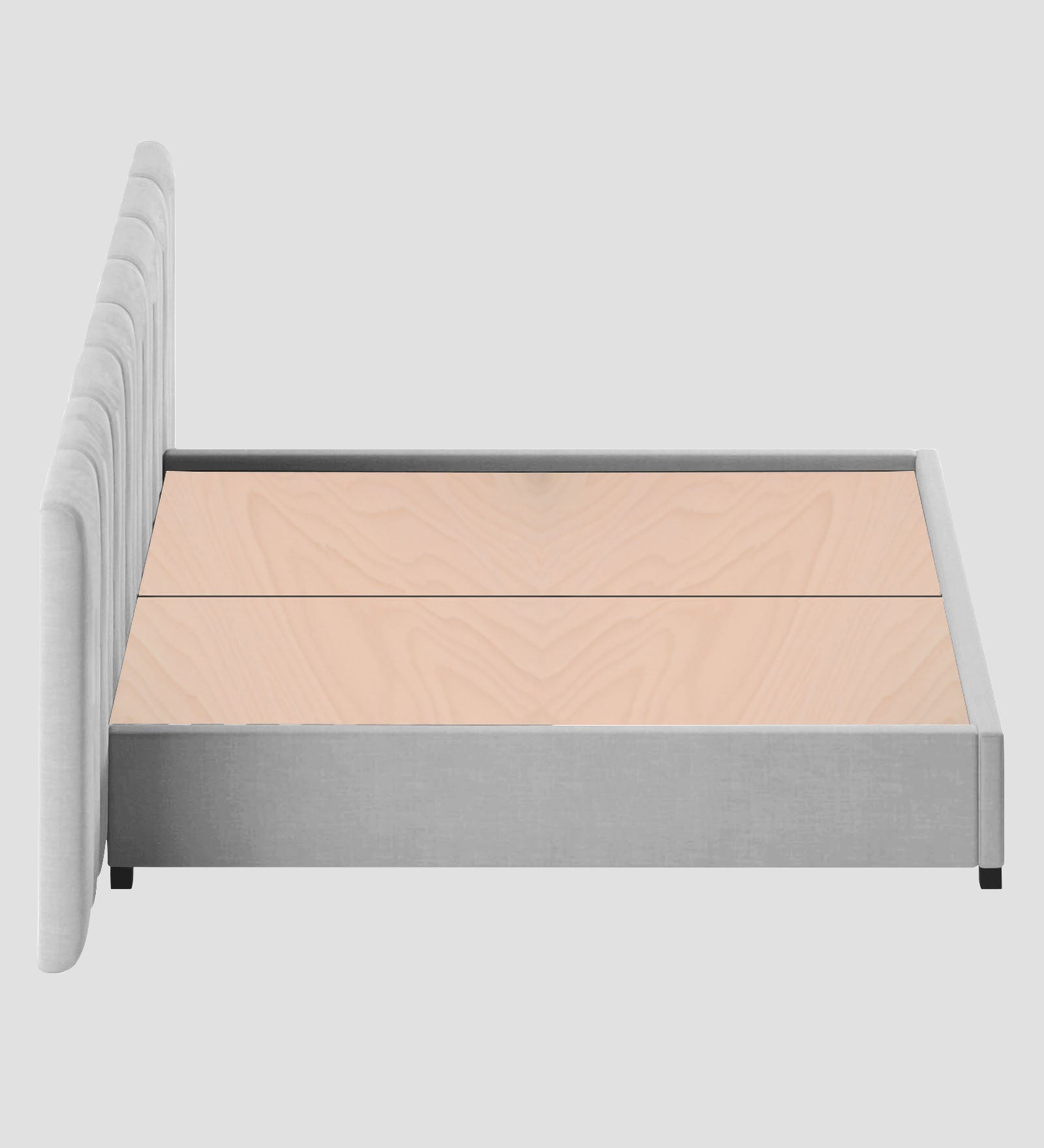 Nora Fabric Queen Size Bed In Lit Grey Colour With Box Storage