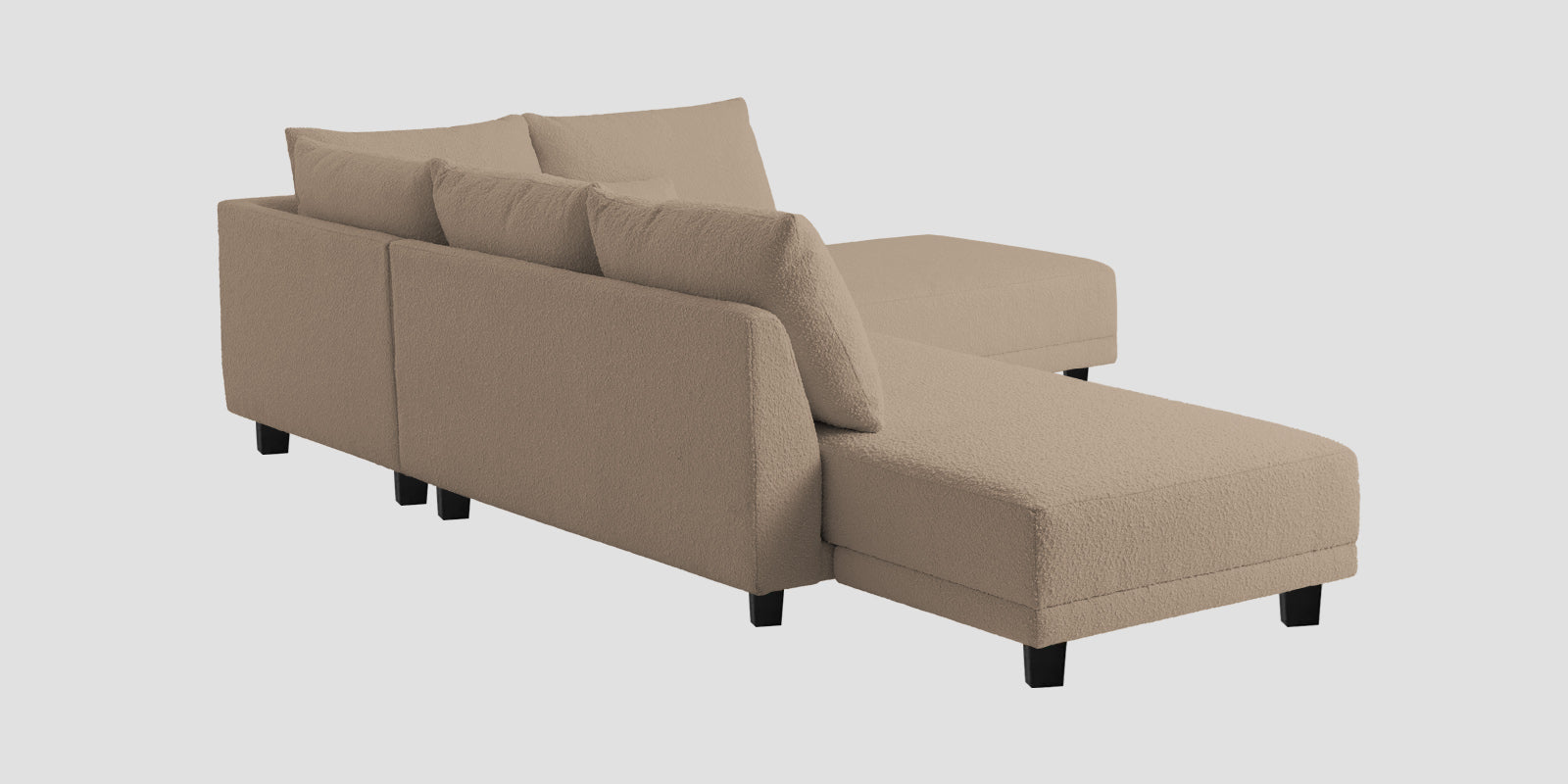 Ira Boucle Fabric LHS 6 Seater Convertible Sofa Cum Bed In Mushroom Beige Colour - Febonic Living