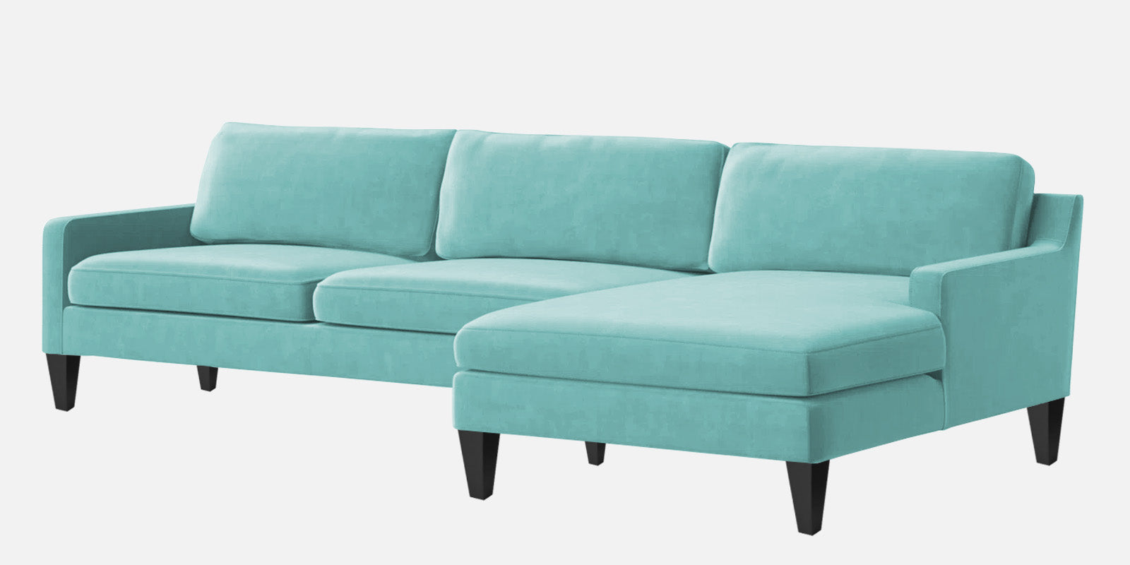 Jones Velvet LHS Sectional Sofa (3+Lounger) In Barmunda Aqua Colour - Febonic Living