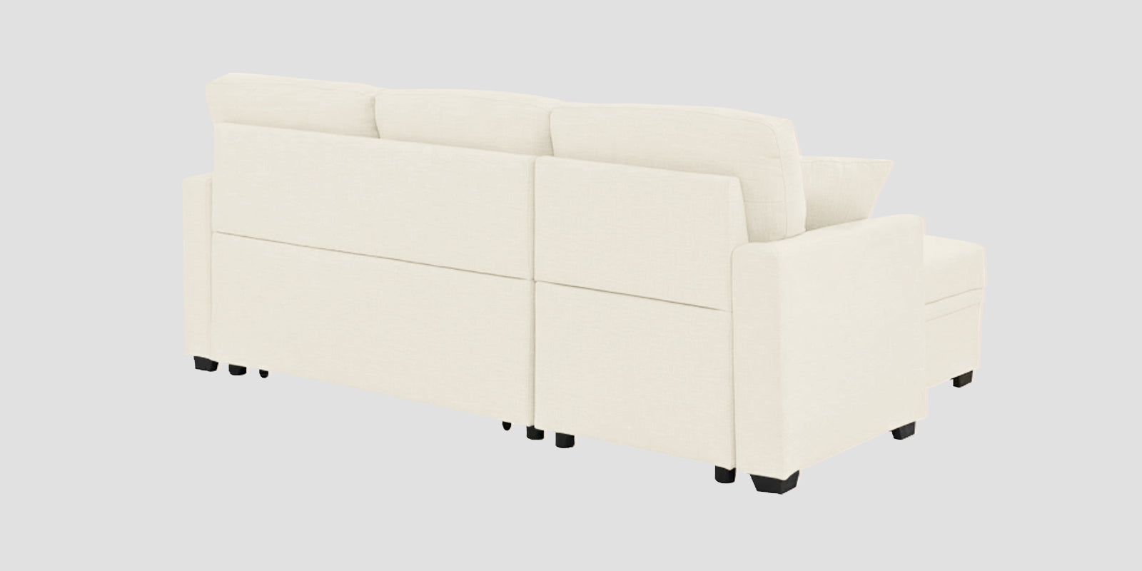 Jody Fabric 3 Seater Pull Out Sofa Cum Bed In Ivory Cream Colour With Storage - Febonic Living