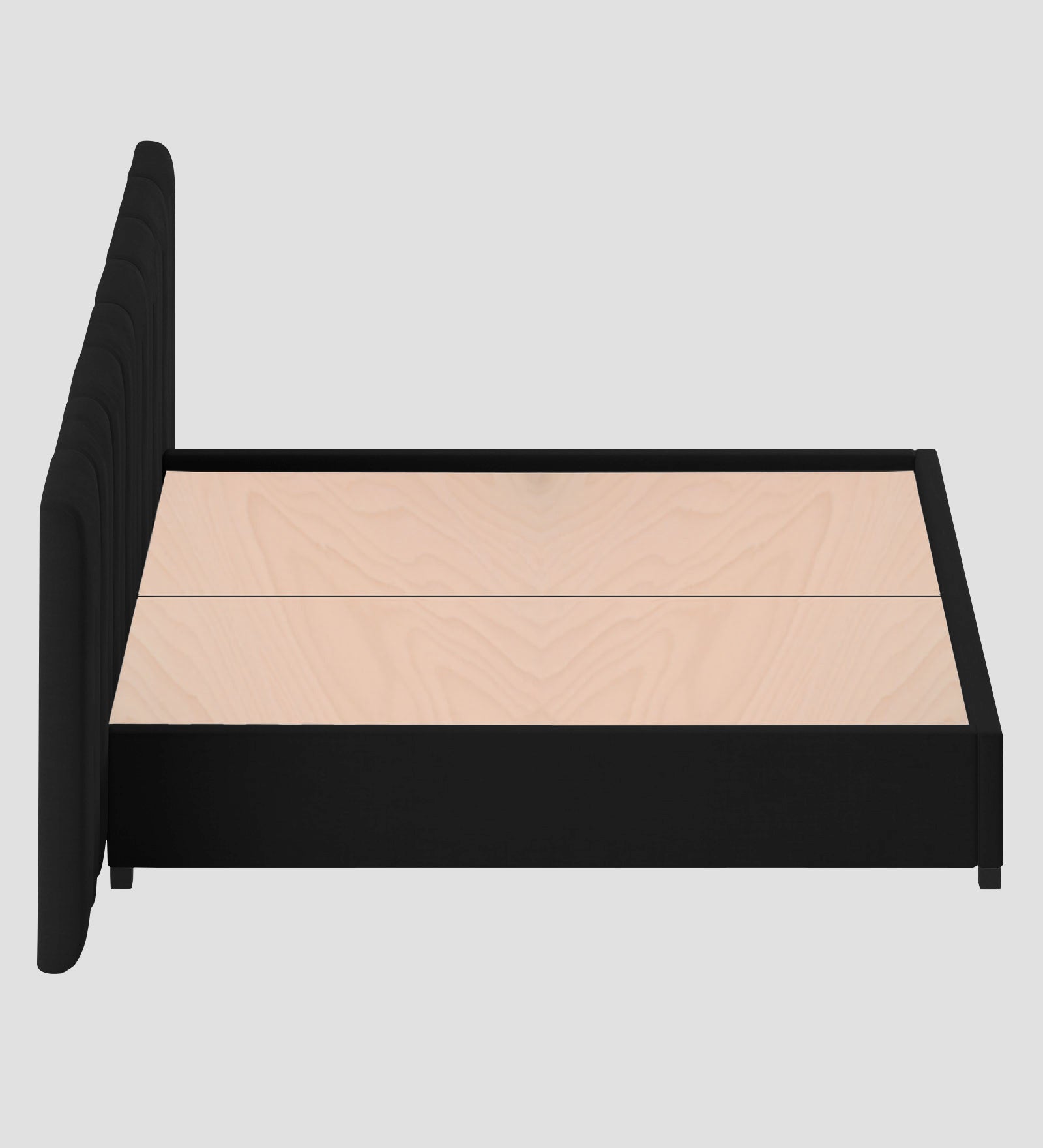 Nora Fabric Upholstered King Size Bed In Zed Black Colour With Box Storage - Febonic Living