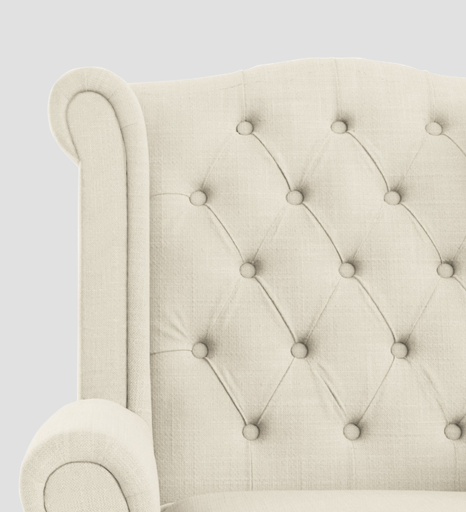 Neyub Fabric Wing Chair In Ivory Cream Colour - Febonic Living