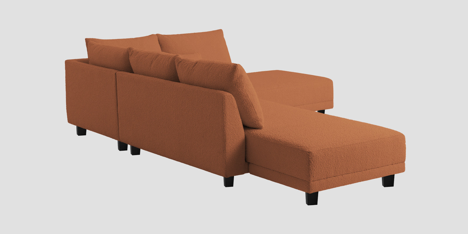 Ira Boucle Fabric LHS 6 Seater Convertible Sofa Cum Bed In Light Orange Colour - Febonic Living