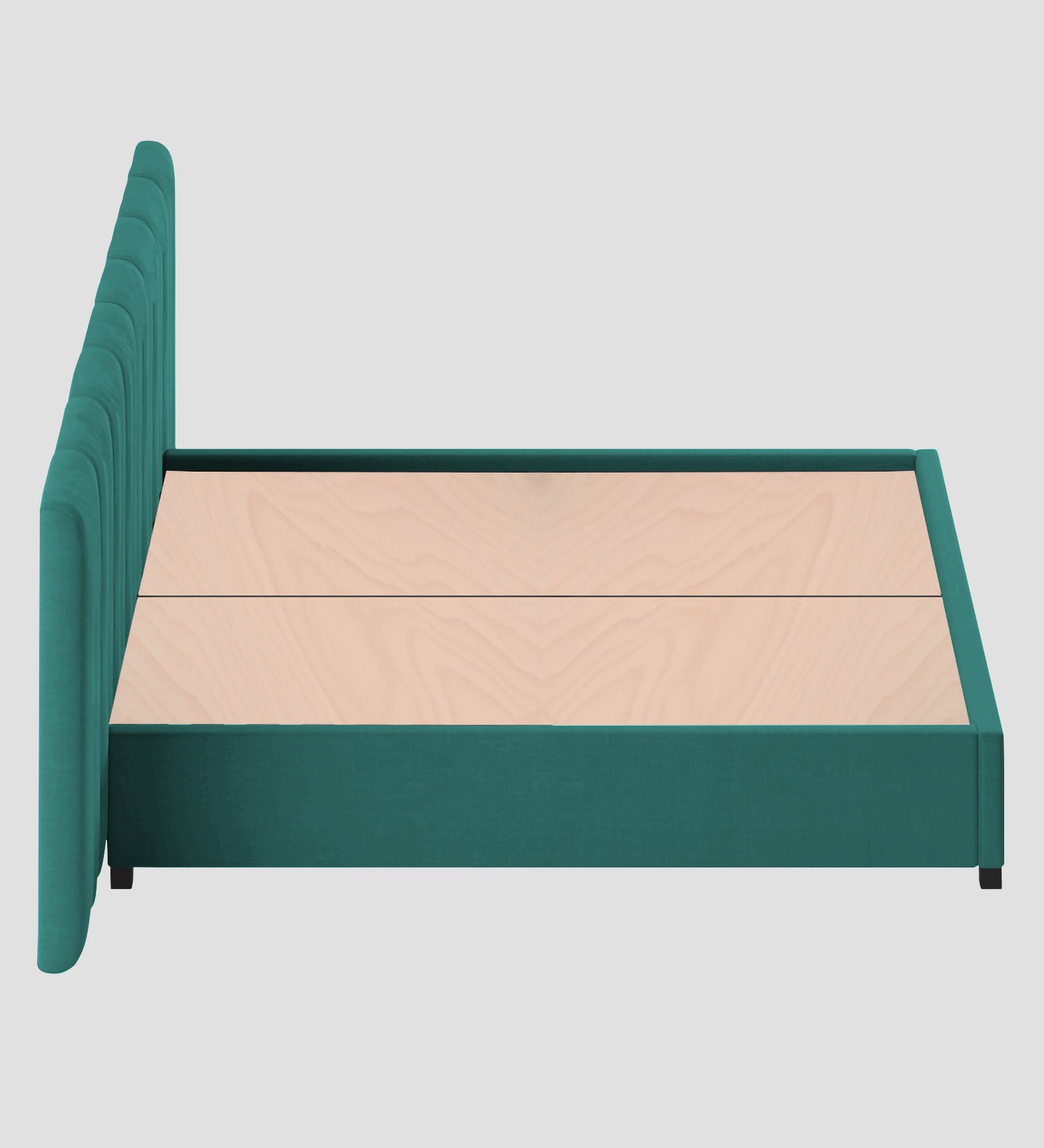 Nora Fabric Queen Size Bed In Sea Green Colour With Box Storage