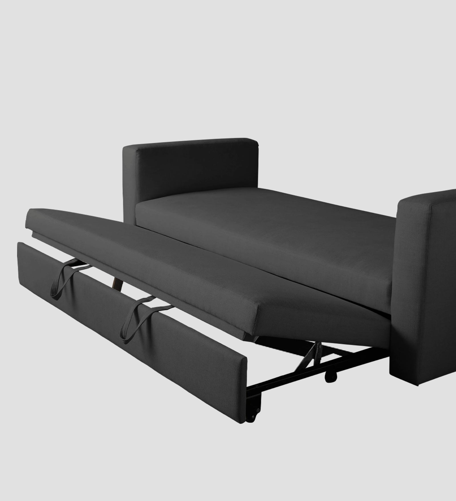 Tosy Fabric 3 Seater Pull Out Sofa Cum Bed In Stone Grey Colour - Febonic Living